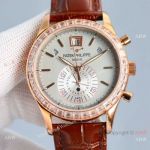 TW Patek Philippe Complications Face Replica Watch Cal.240 Rose Gold with Baguettes